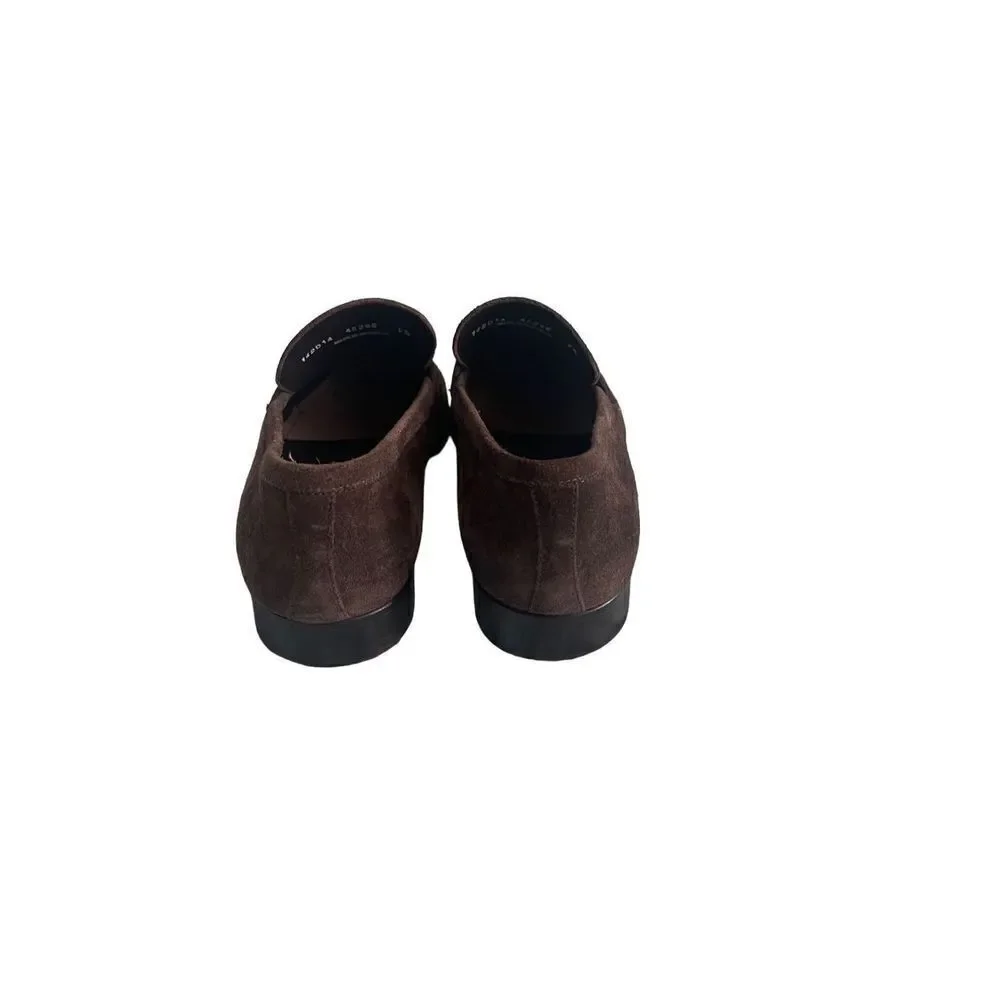 A.Testoni Mens Dark Brown Suede Leather Slip-On Casual Loafer Shoes Size 8.5M